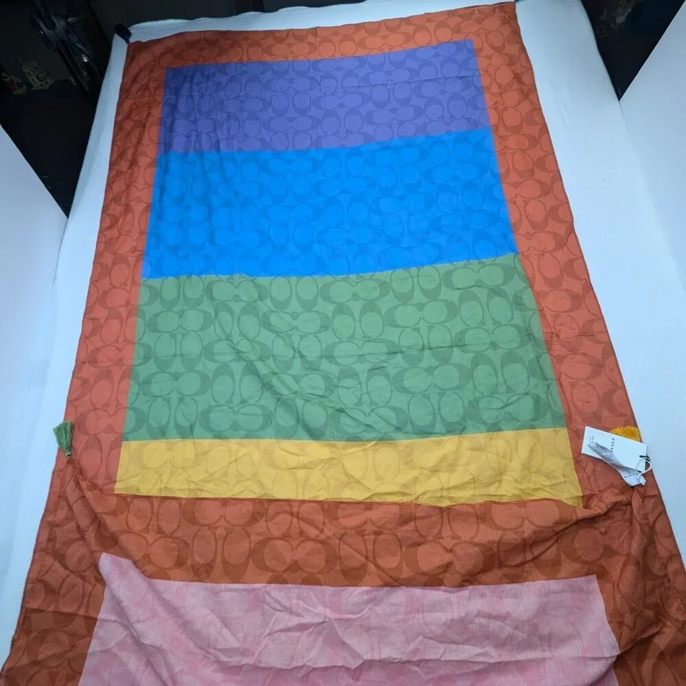 Authentic NWT Color block Signature Sarong Coach Scarf ((RARE))
